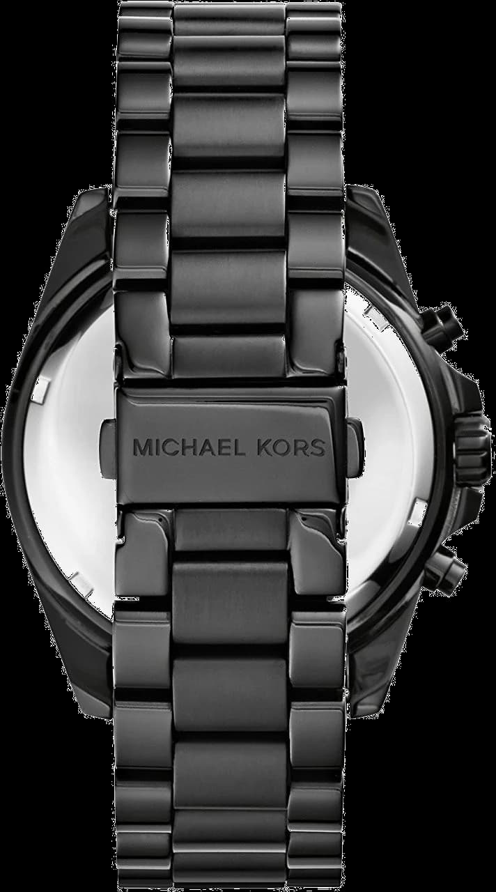 Boîtier Michael Kors MK5550 rond en acier noir 45 mm, lunette lisse, couronne crantée, verre minéral plat