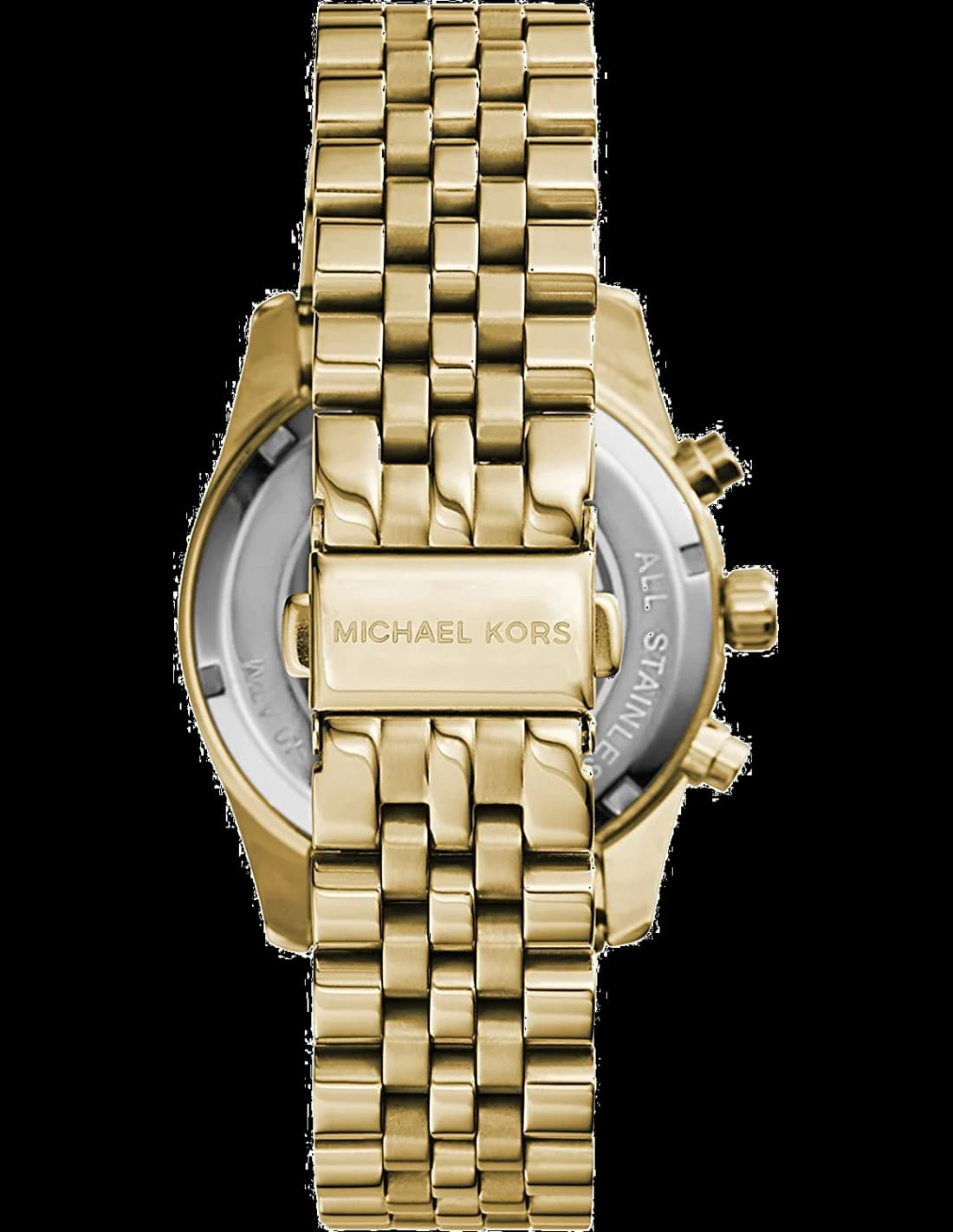 Bracelet Michael Kors MK5556 en acier doré à maillons larges, fermoir déployant signé, finition polie brillante