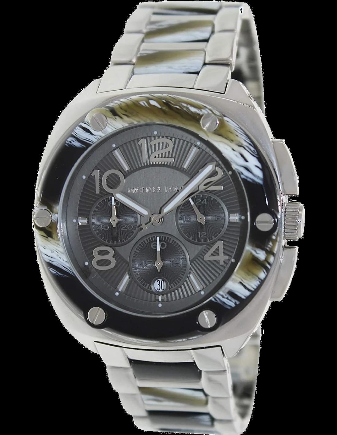 Montre Michael Kors MK5595 avec cadran noir soleil, index bâtons et trotteuse rouge pour un style chic et sportif