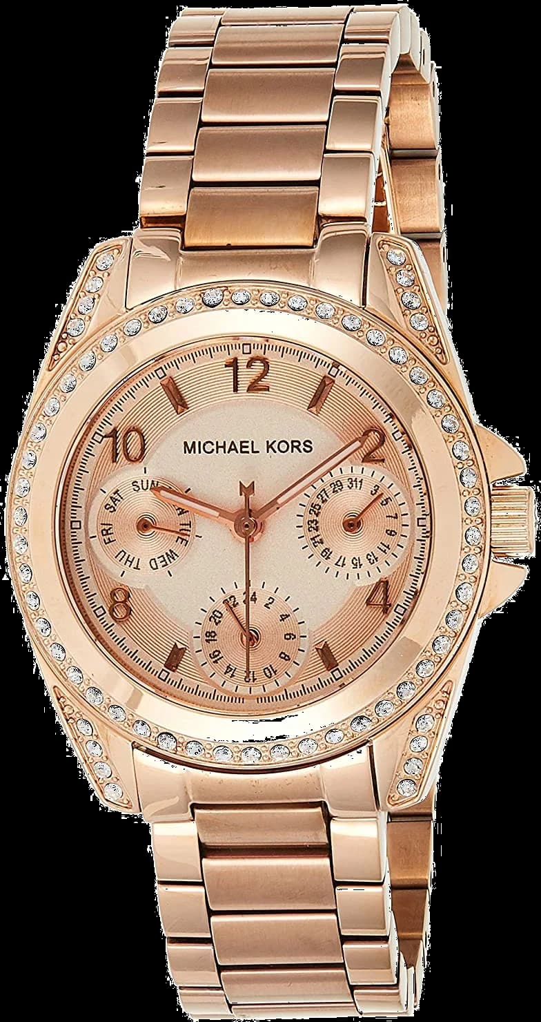 Bracelet Michael Kors MK5613 en acier inoxydable or rose et maille milanaise, fermoir déployant
