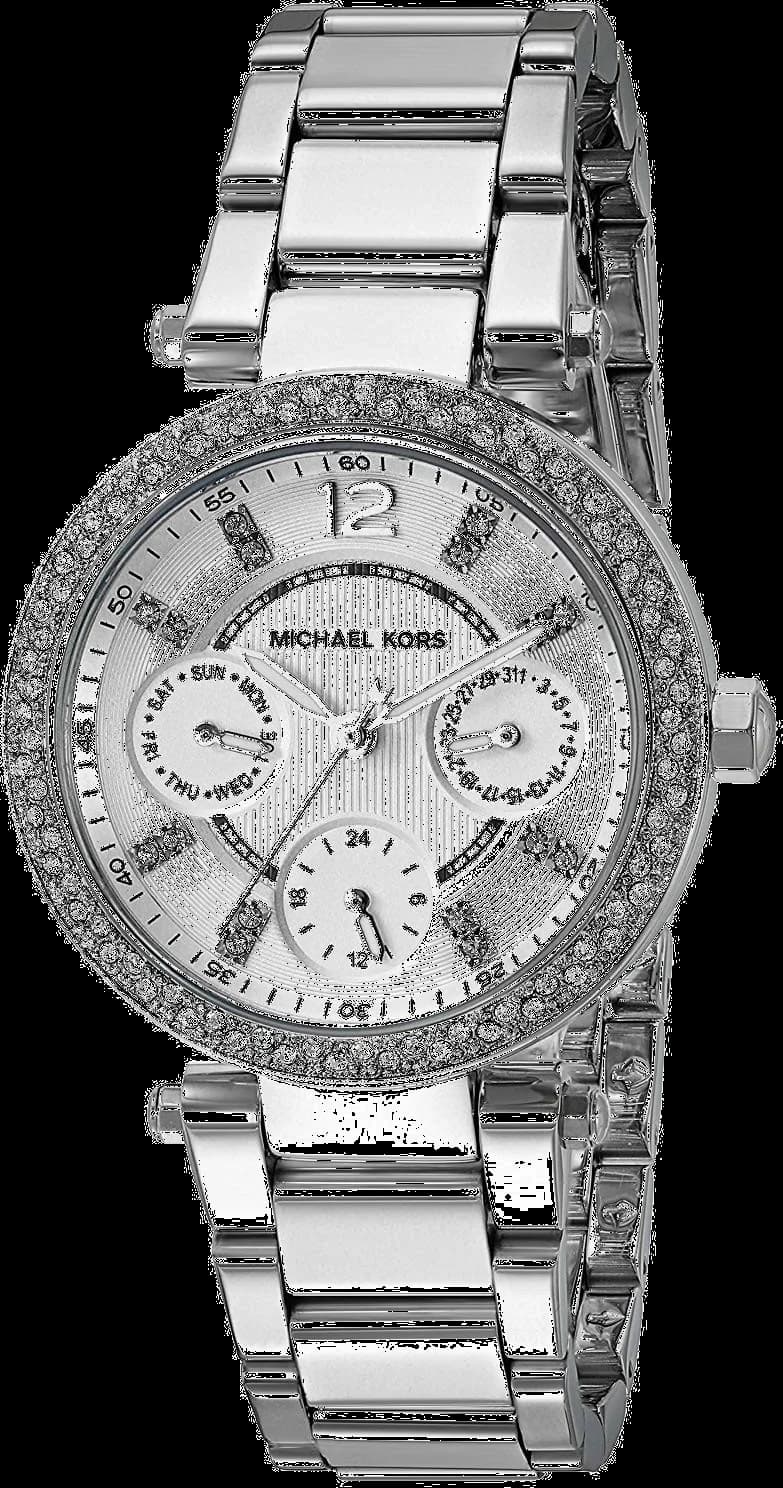 Montre Michael Kors MK5615 au cadran rose soleil et lunette or rose, style chic et féminin
