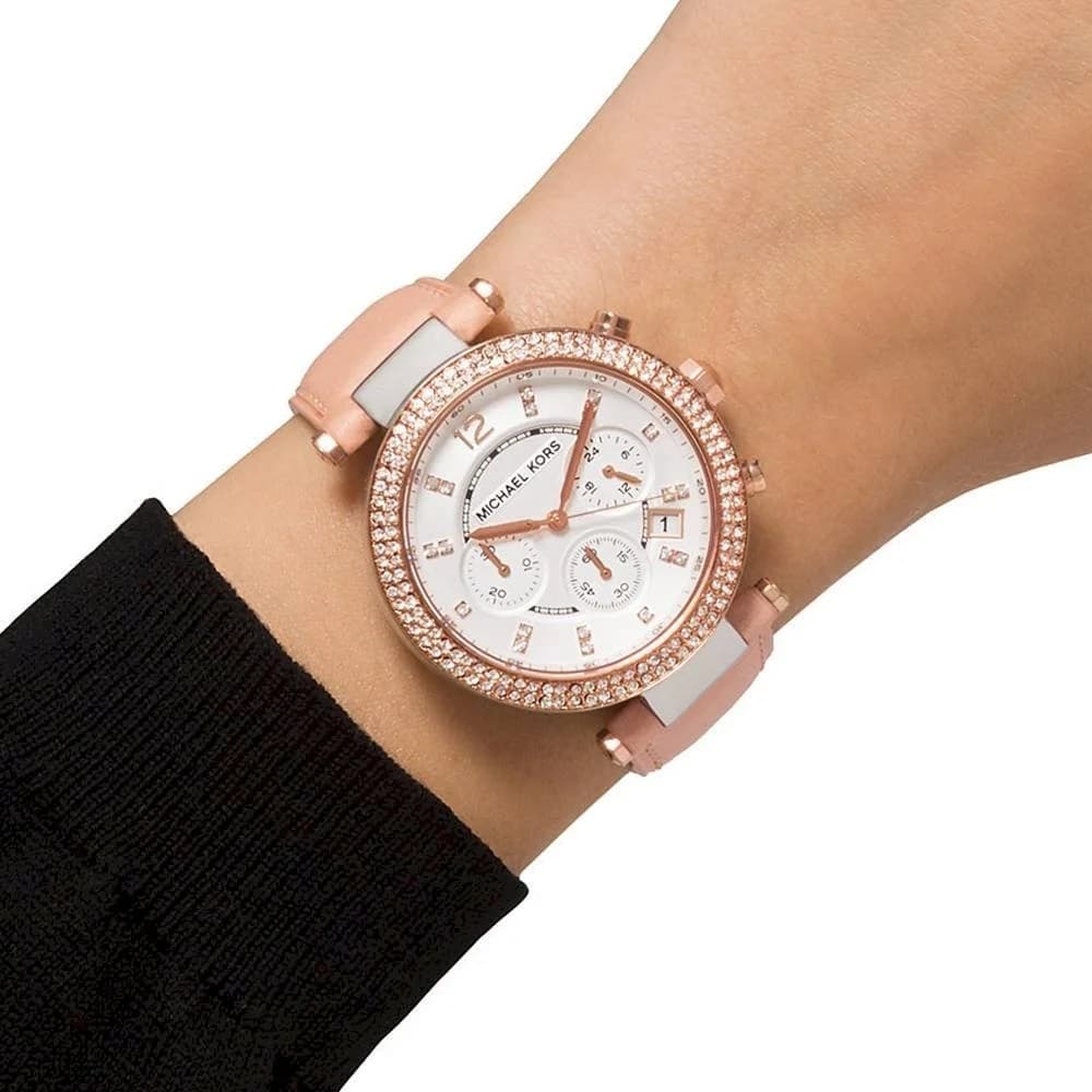 Montre Femme Michael Kors Parker MK5633 bracelet cuir beige vue 3