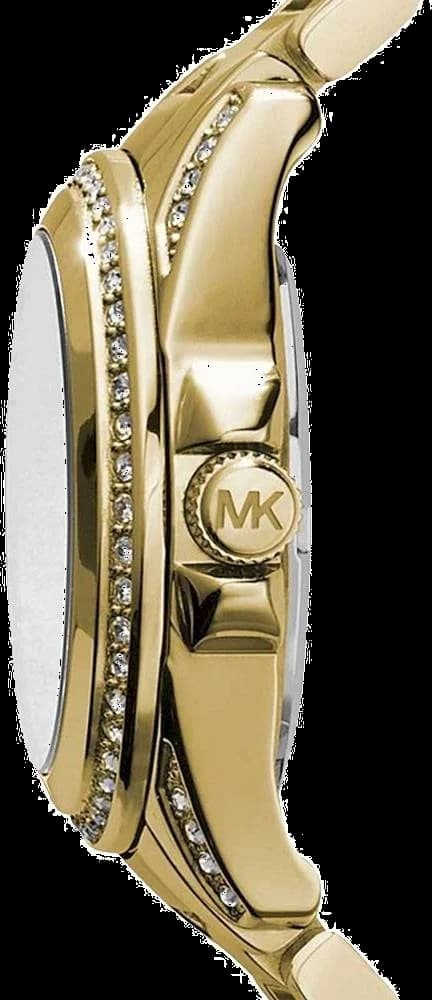 Cadran Michael Kors MK5639 blanc nacré orné de douze index dorés et de trois aiguilles centrales
