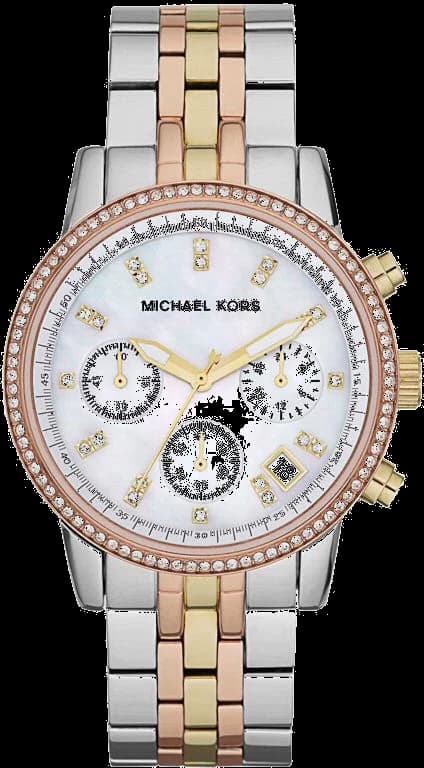 Montre Michael Kors MK5650 au cadran serti de cristaux scintillants nacré, acier bicolore doré et argenté