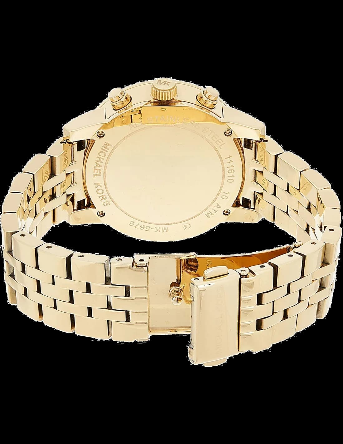 Bracelet Michael Kors MK5676 en acier doré avec maillons polis, fermoir déployant double sécurité, aspect luxueux