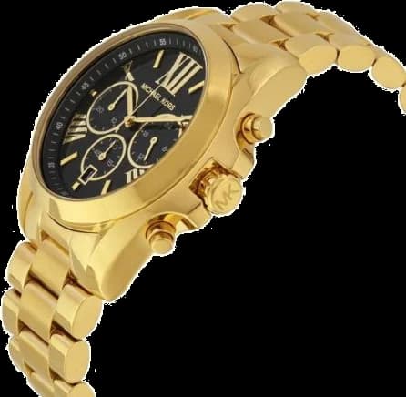 Cadran Michael Kors MK5739 noir aux index bâtons dorés et aiguilles squelette date à 3h