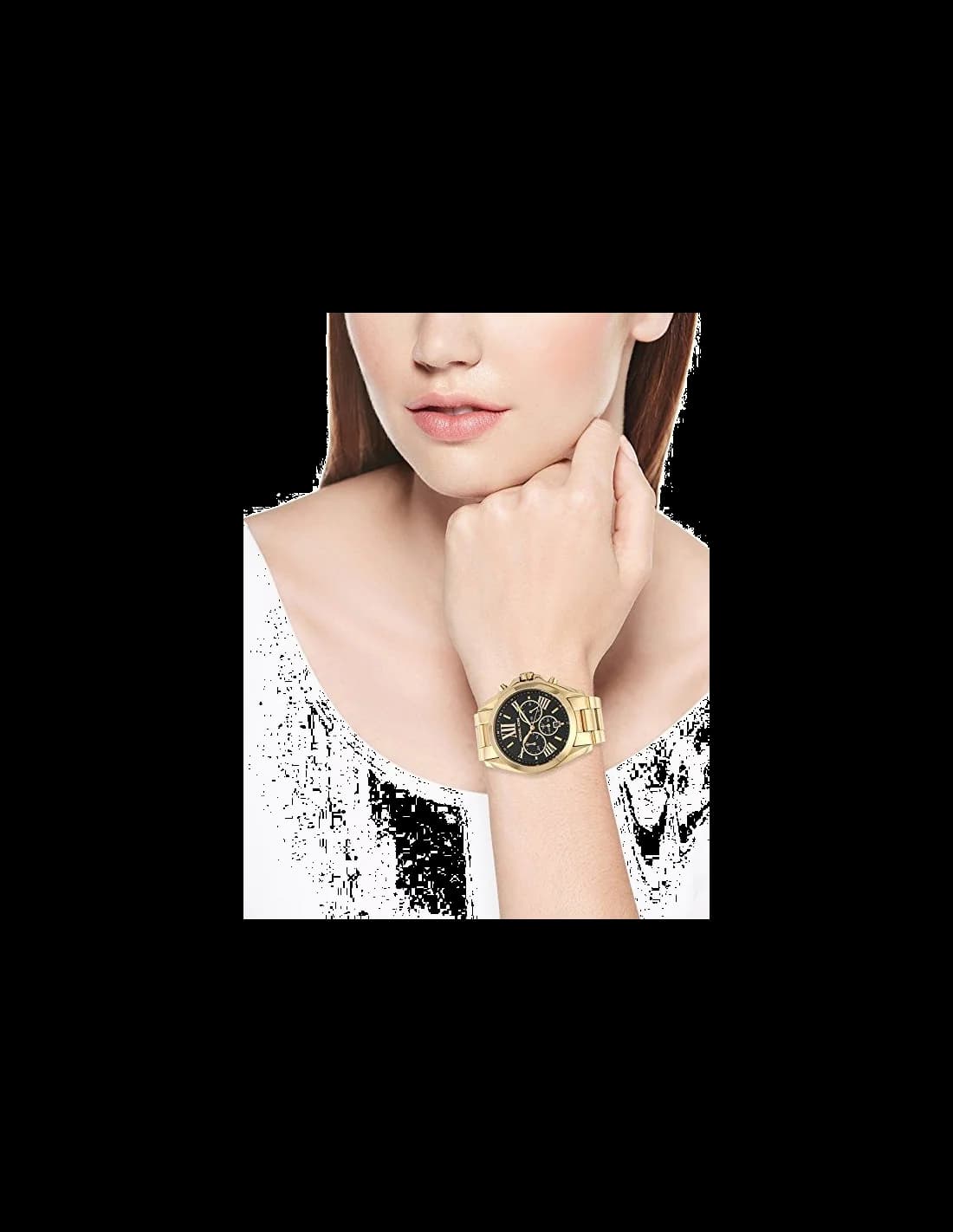 Boîtier Michael Kors MK5739 rond acier doré 41mm lunette lisse verre minéral couronne cabochon