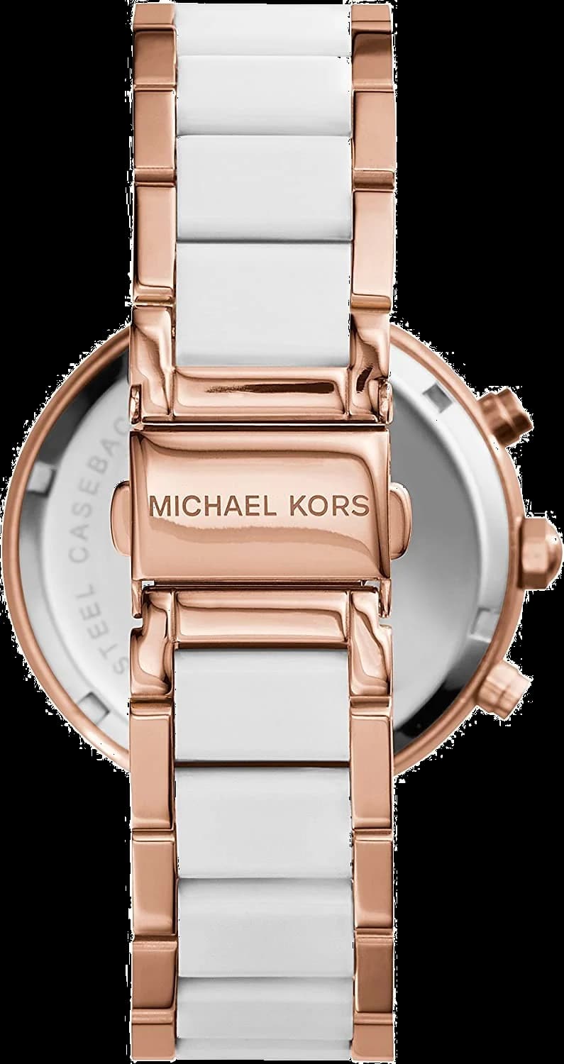 Bracelet Michael Kors MK5774 en acétate noir et acier inoxydable, fermoir déployante, contraste moderne