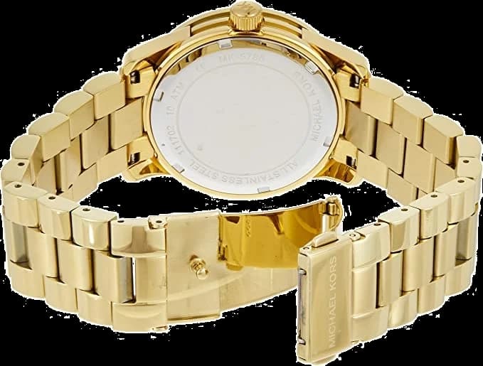 Bracelet Michael Kors MK5786 en acier inoxydable doré jaune, maillons polishés, fermoir déployante, longueur standard
