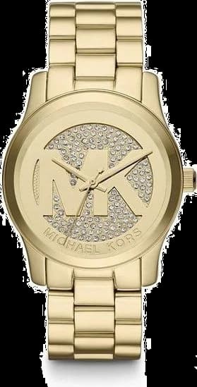 Montre Michael Kors MK5852 avec cadran noir orné d'initiales MK dorées et aiguilles bâtons