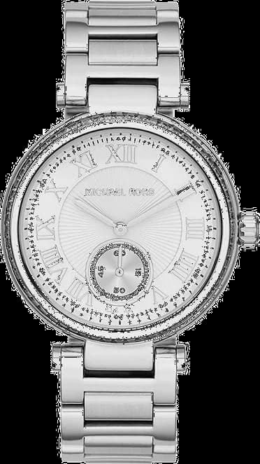 Montre Michael Kors MK5866 au cadran soleil blanc avec index dorés et aiguilles bâton, style élégant et raffiné