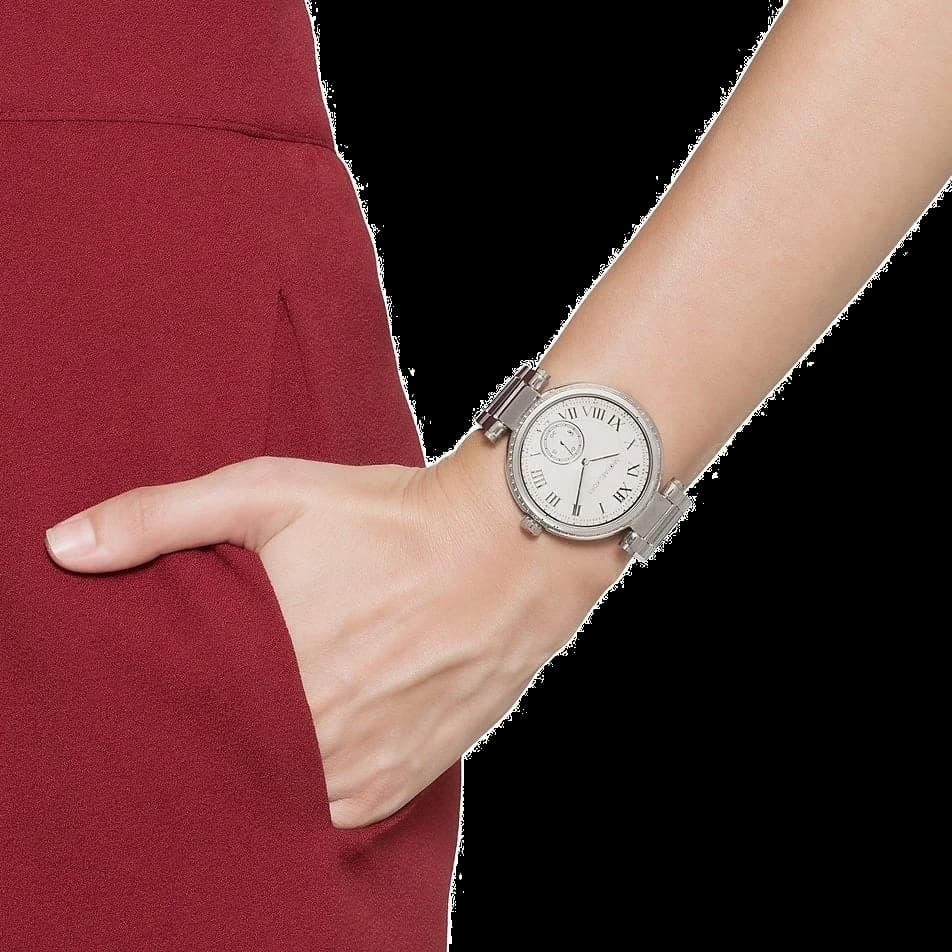Bracelet Michael Kors MK5866 en acier inoxydable bicolore or et argent, maillons lisses, fermoir déployant, confort assuré