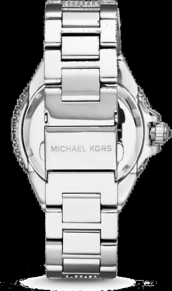 Bracelet Michael Kors MK5869 en acier inoxydable argenté, fermoir déployant, maillons lisses et brillants