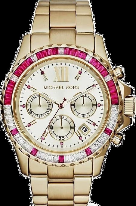 Montre Michael Kors MK5871 avec cadran blanc nacré et lunette sertie de cristaux, style raffiné