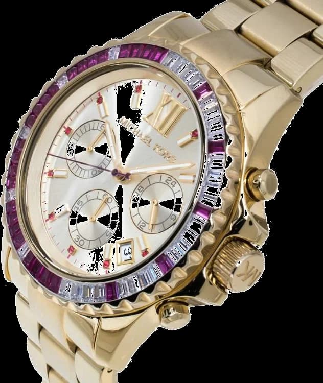Cadran Michael Kors MK5871 aux index bâtons argentés et aiguilles dauphine, date à 3h