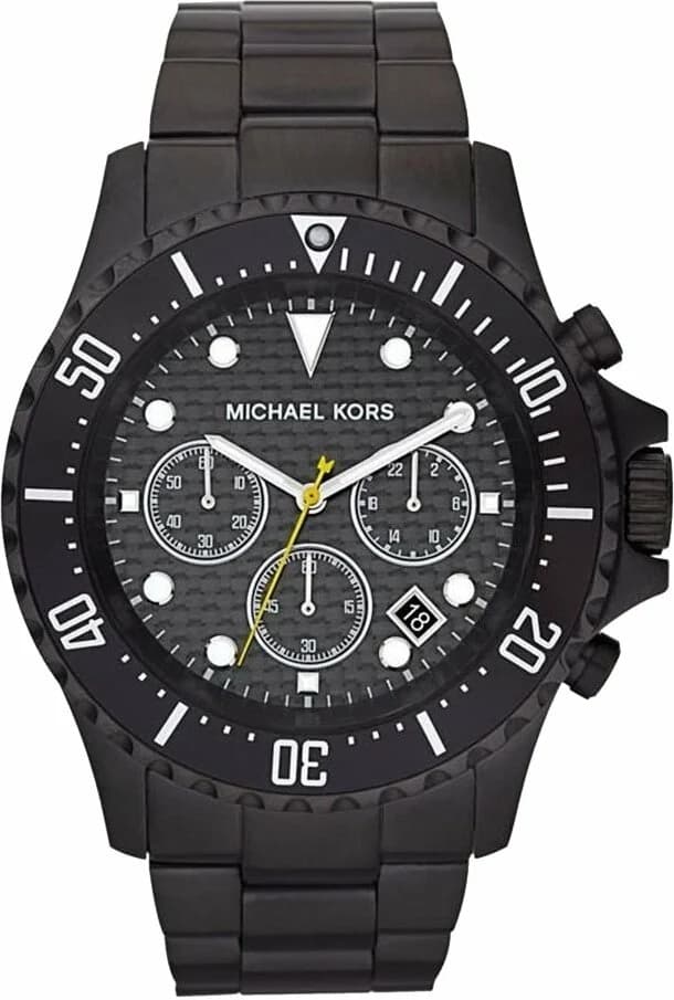 Bracelet Michael Kors MK5872 en acier inoxydable noir brossé, fermoir déployant triple, confortable et robuste