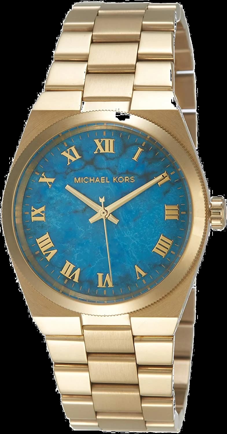 Montre Michael Kors MK5894 au cadran turquoise et boîtier doré, style chic et féminin