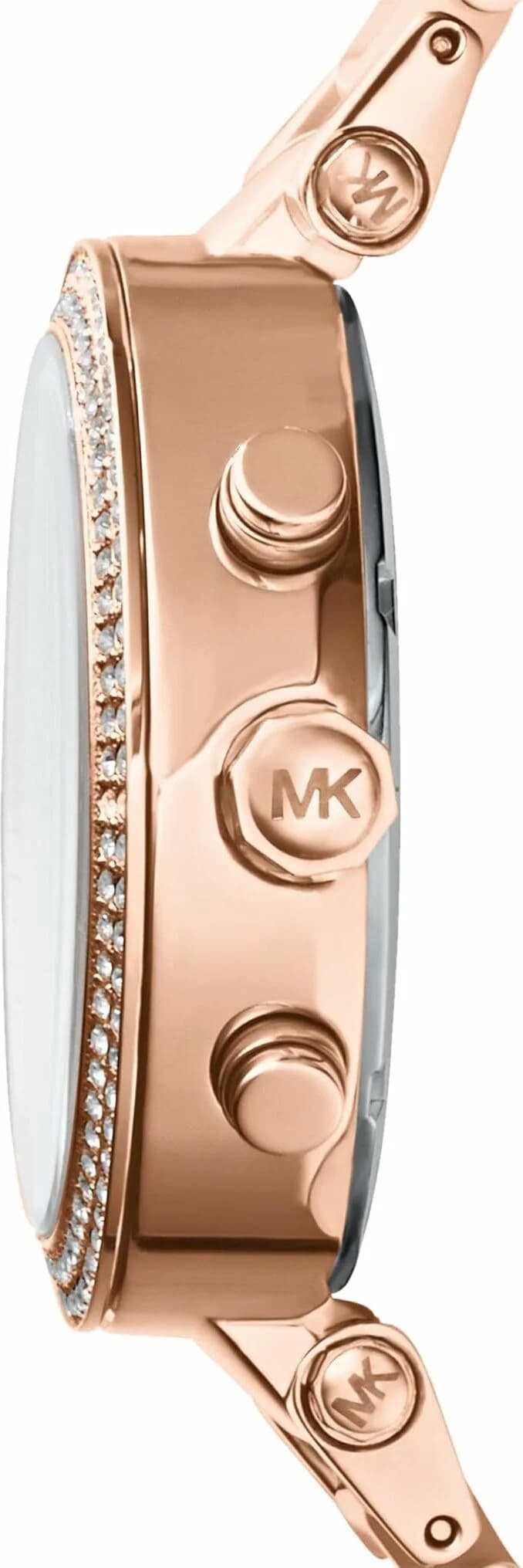 Cadran Michael Kors MK5896 à cadran blanc nacre, index appliqués dorés, aiguilles bâton, date à 3h, design raffiné