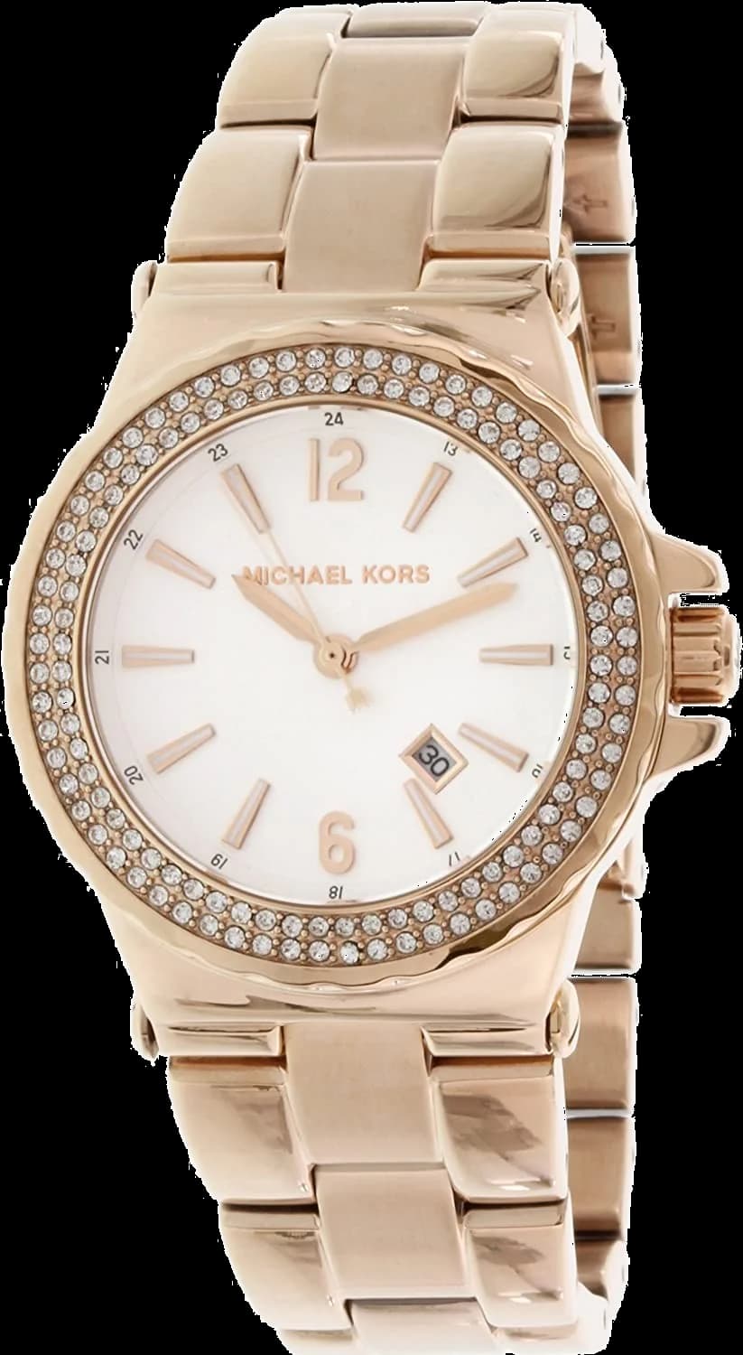 Montre Michael Kors MK5921 avec cadran blanc nacré et index dorés, style élégant et raffiné