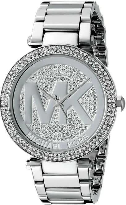 Montre Michael Kors MK5925 en acier doré, cadran blanc nacré avec cristaux scintillants, style élégant et raffiné