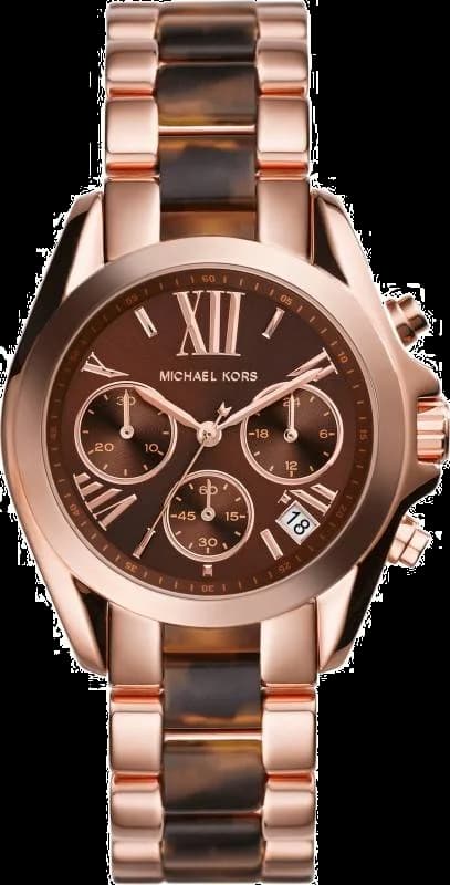 Montre Michael Kors MK5944 avec cadran noir soleil, index dorés et aiguilles dorées, style chic et féminin