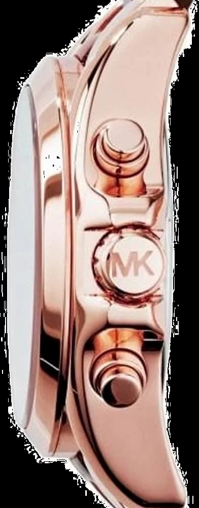 Cadran Michael Kors MK5944 avec index bâtons dorés, aiguilles dauphine, date à 3h et motif soleil noir