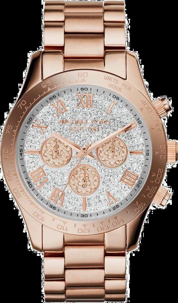 Montre Michael Kors MK5946 avec cadran brillant or rose et index assortis