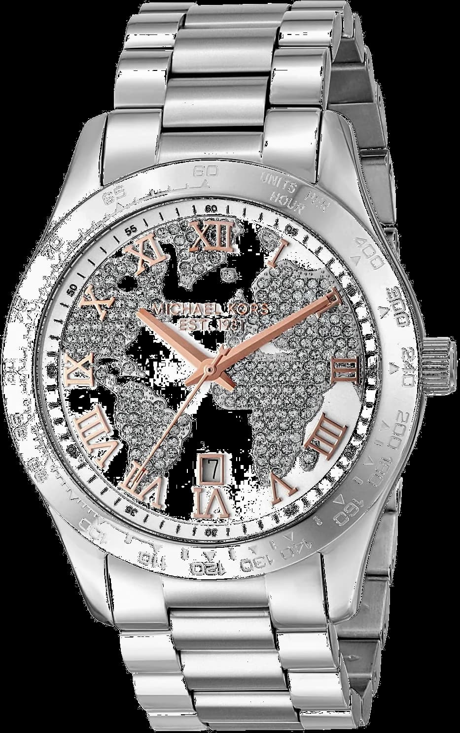 Montre Michael Kors MK5958 avec cadran argenté et aiguilles dorées lumineux