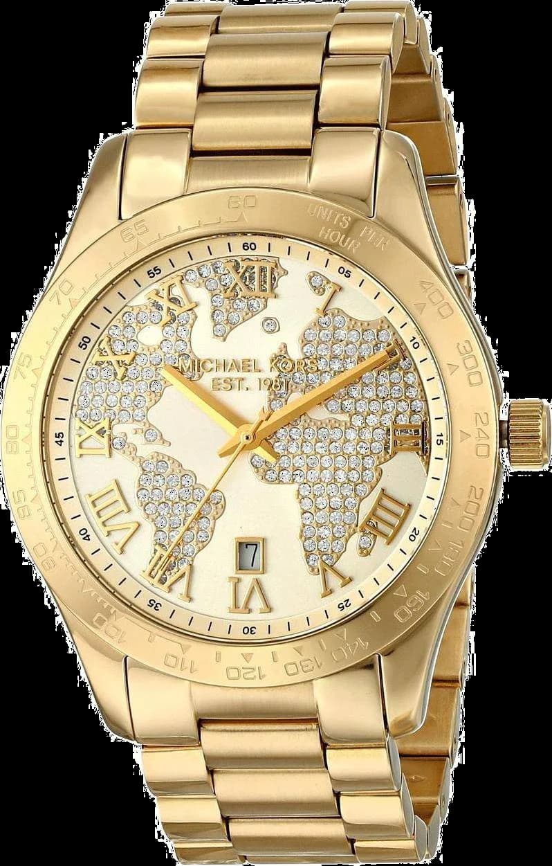 Montre Michael Kors MK5959 au cadran doré soleillé et boîtier acier doré, style chic et lumineux