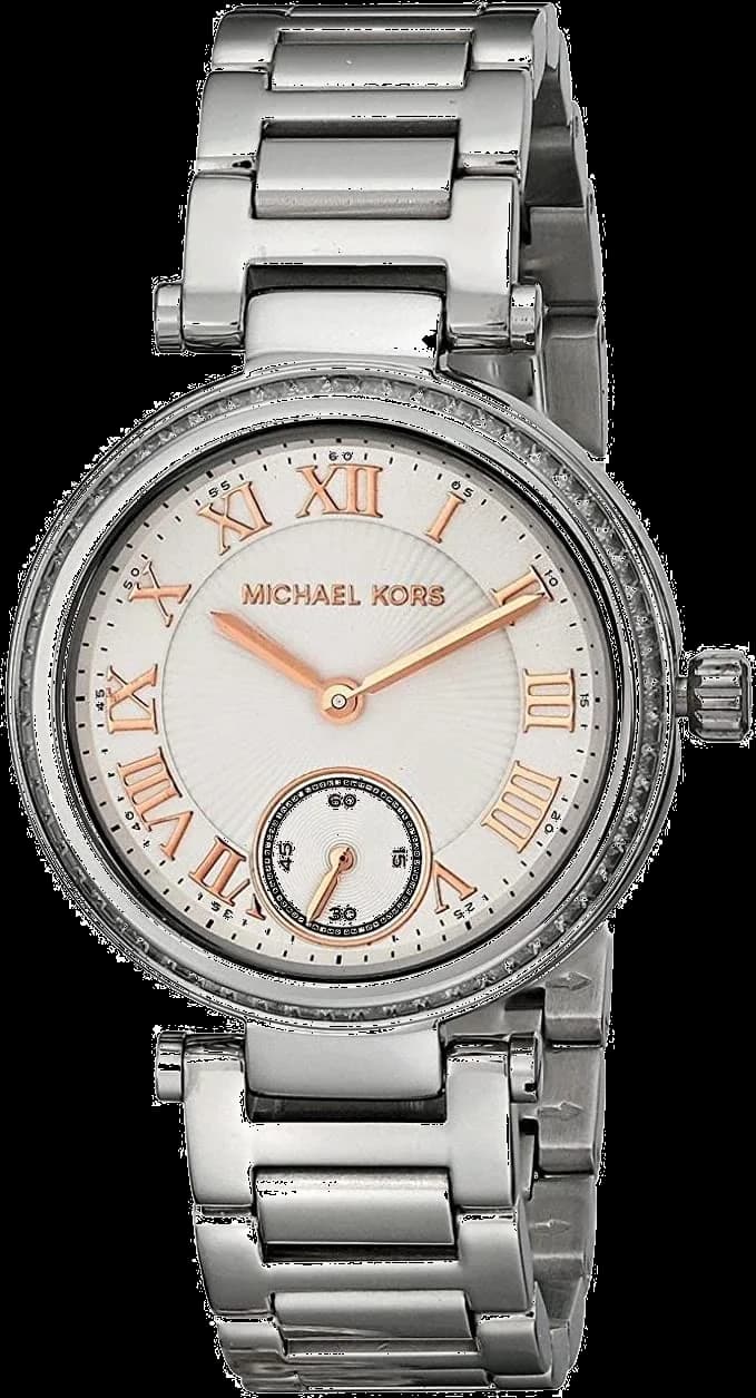 Montre Michael Kors MK5970 au cadran argenté chiffres romains, acier bicolore élégant