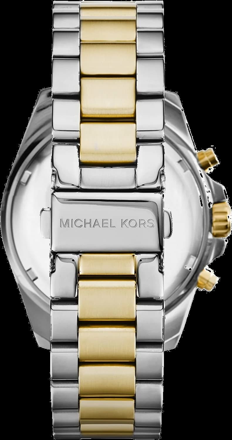 Boîtier Michael Kors MK5976 rond en acier bicolore 39mm, lunette lisse polie, verre minéral résistant