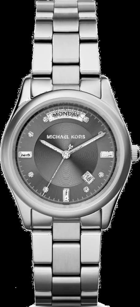 Montre Michael Kors MK6051 au cadran argenté et aiguilles dorées, style élégant et raffiné
