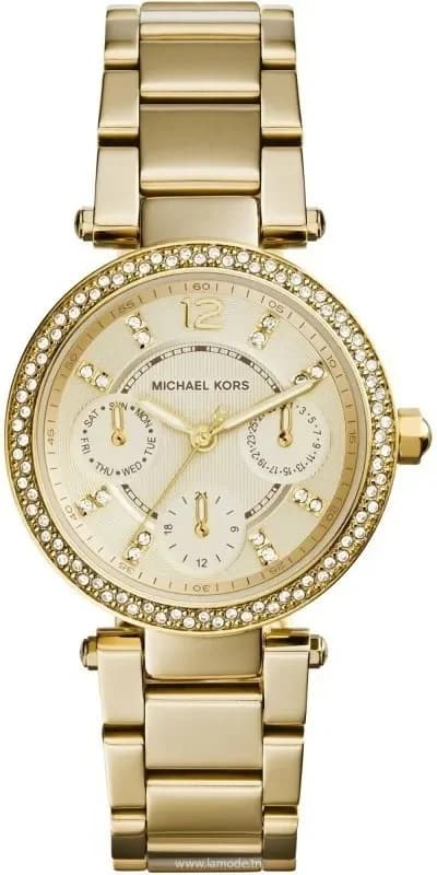 Montre Michael Kors MK6056 en acier doré avec cadran blanc et cristaux Swarovski pour un style glamour