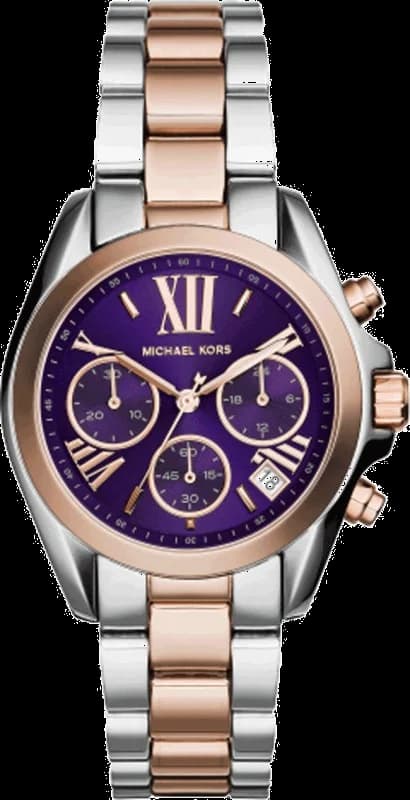 Montre Michael Kors MK6074 au cadran or rose avec index dorés sur fond soleil, style chic et lumineux