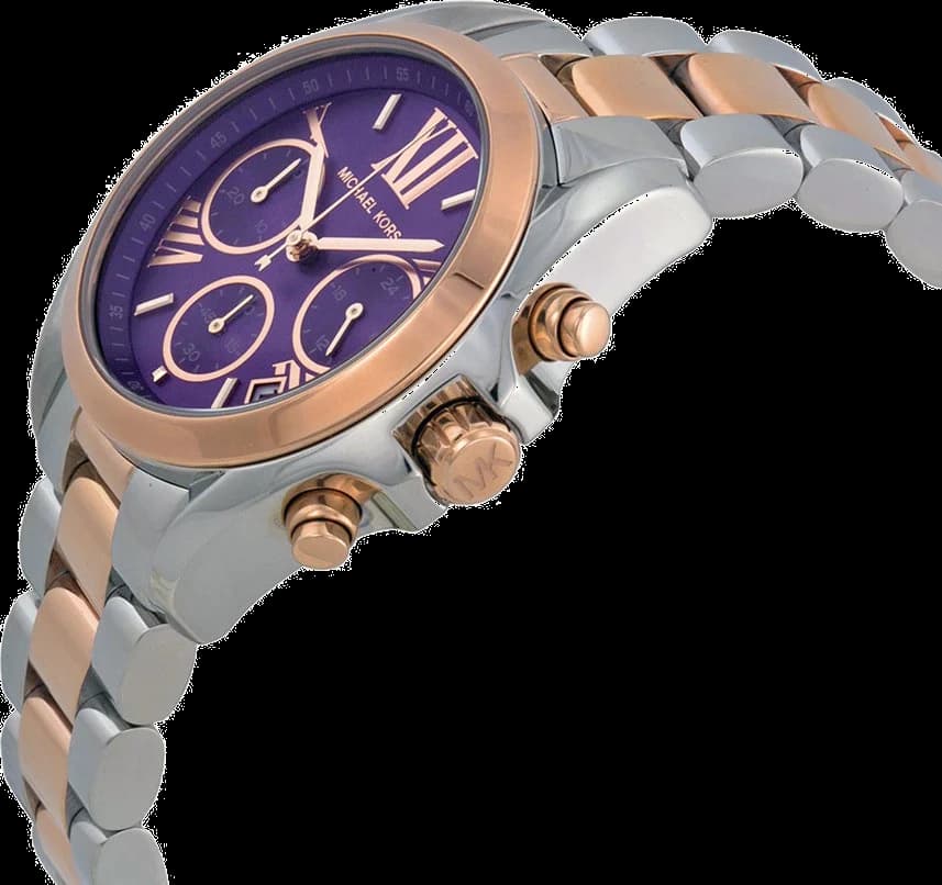 Cadran Michael Kors MK6074 avec index bâtons et aiguilles dorés, date à 3h, design épuré et raffiné