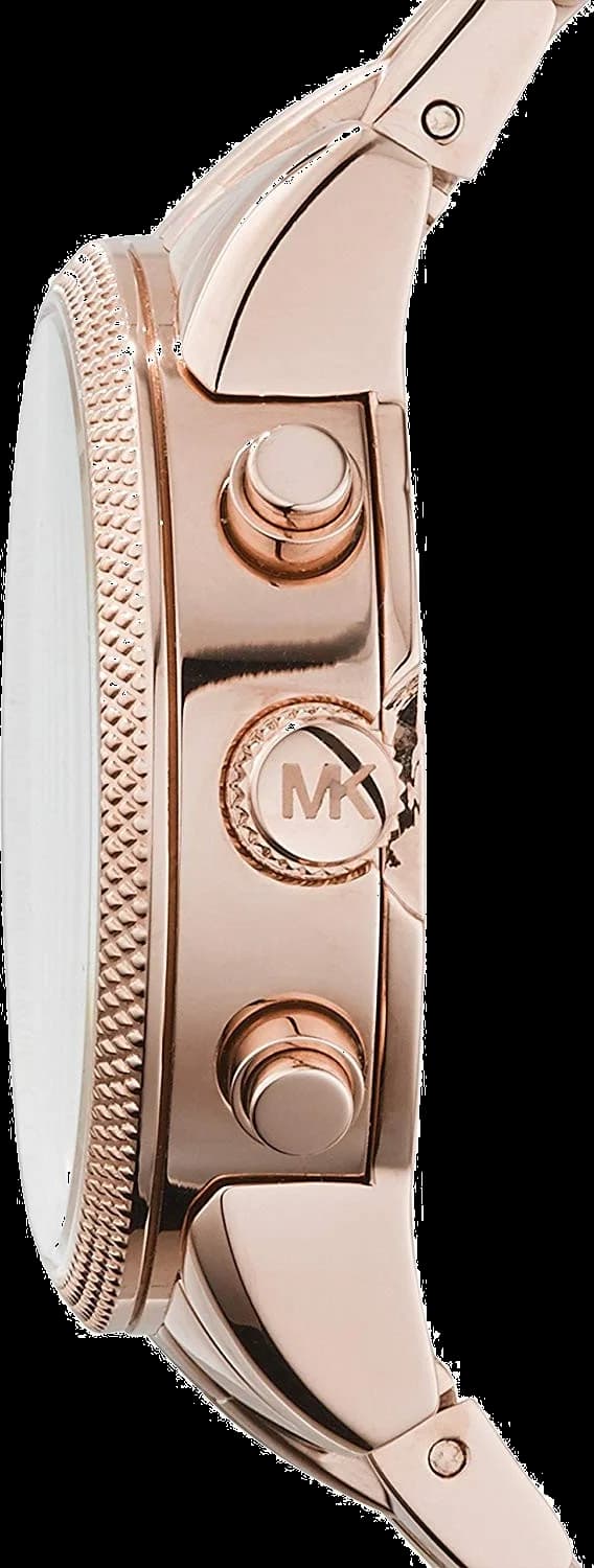 Cadran Michael Kors MK6077 blanc avec index dorés, aiguilles dorées, date à 3h, finition soleil