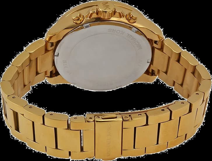 Cadran Michael Kors MK6095 avec index bâtons, aiguilles dorées et date à 3h, élégance intemporelle