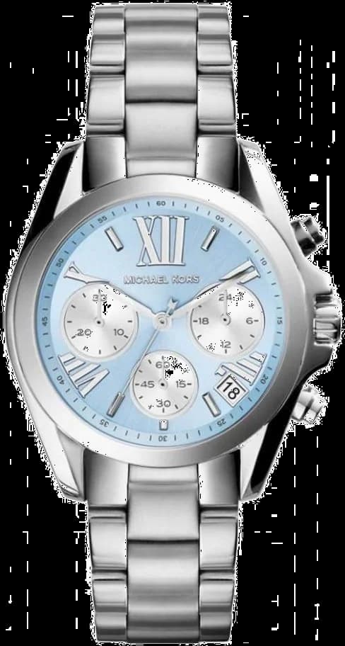 Montre Michael Kors MK6098 avec son cadran bleu pastel et son bracelet en acier bicolore, un style chic et lumineux