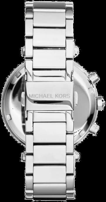 Boîtier Michael Kors MK6105 en acier bicolore, lunette lisse, couronne protégée et profil sport chic