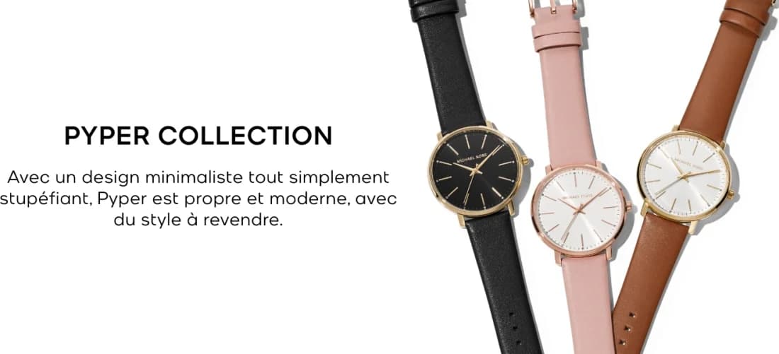 Montre Michael Kors MK6107 en acier noir avec cadran noir et index dorés, style chic et sportif