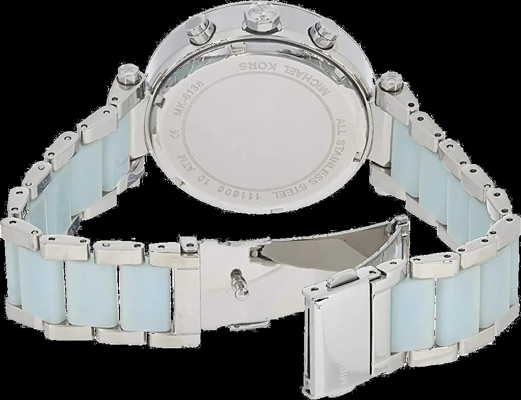 Boîtier Michael Kors MK6138 en acier inoxydable doré, lunette lisse, profil fin et féminin
