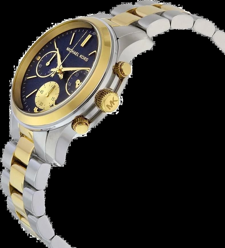 Montre Michael Kors MK6165 Cadran Bleu et Bracelet Bi-ton Or et Argent vue 3