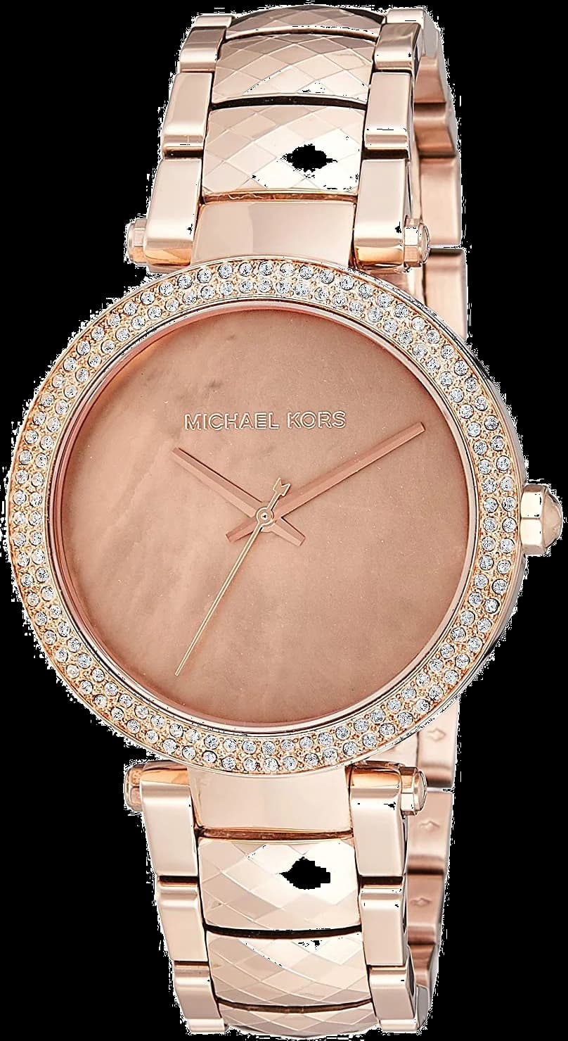Montre Michael Kors MK6426 avec cadran blanc nacré et index dorés, style élégant et féminin