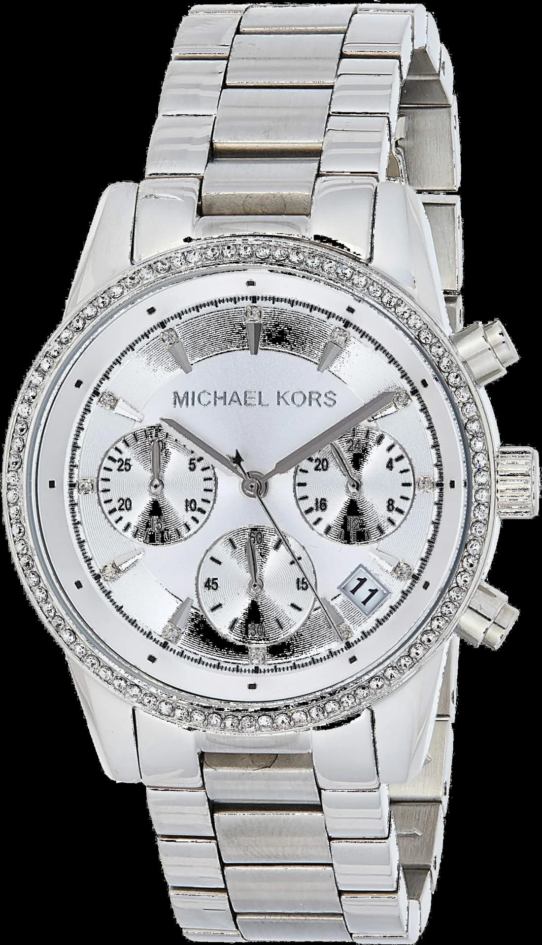 Montre Michael Kors MK6428 au cadran argenté et maillons brillants, style chic et intemporel
