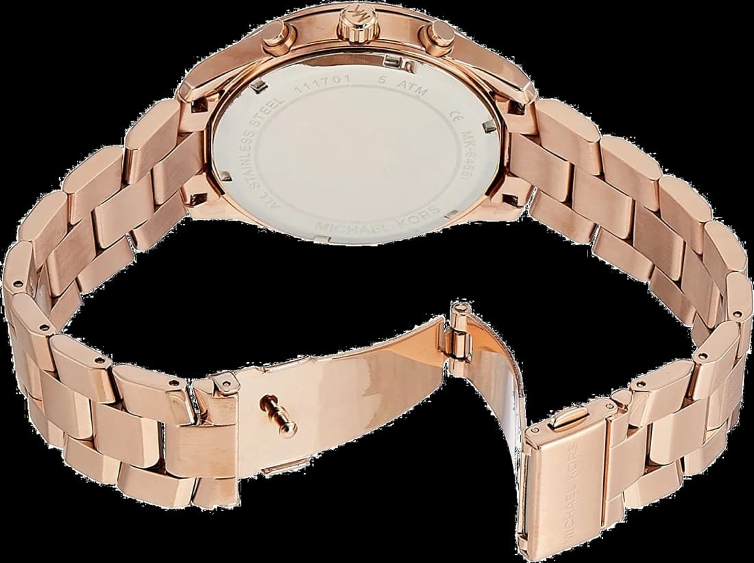 Bracelet Michael Kors MK6465 en mesh doré avec fermoir déployant, finition brillante et ajustable, confortable au poignet