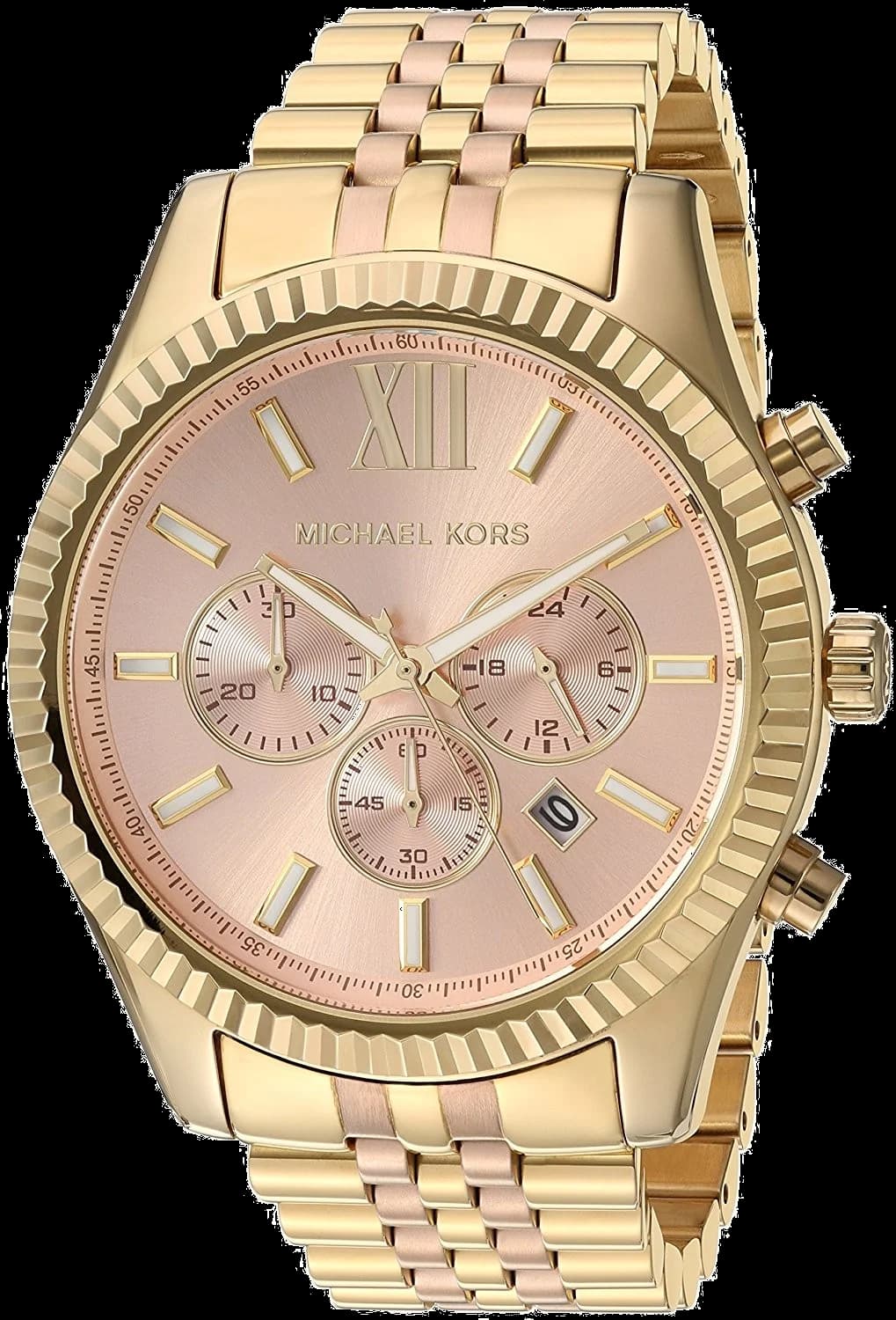 Montre Michael Kors MK6473 avec cadran blanc nacré, index dorés et aiguilles bâtons, style chic et féminin
