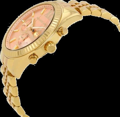 Cadran Michael Kors MK6473 blanc nacré orné d'un guichet date et de trois compteurs chronographe, index dorés