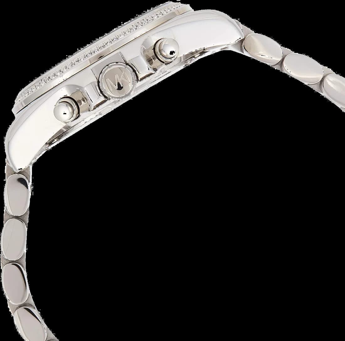 Cadran Michael Kors MK6537 détail des index bâtons dorés, date à 3h et aiguilles dauphine