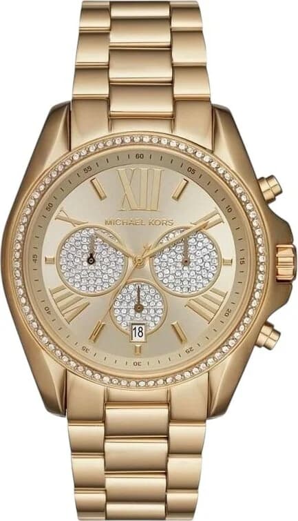 Montre Michael Kors MK6538 avec cadran blanc nacré, index dorés et aiguilles dorées, style chic et raffiné
