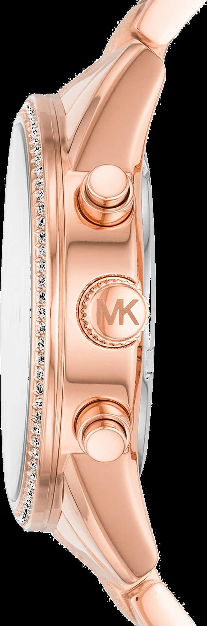 Cadran Michael Kors MK6598 aux index dorés et aiguilles fines, date à 3h